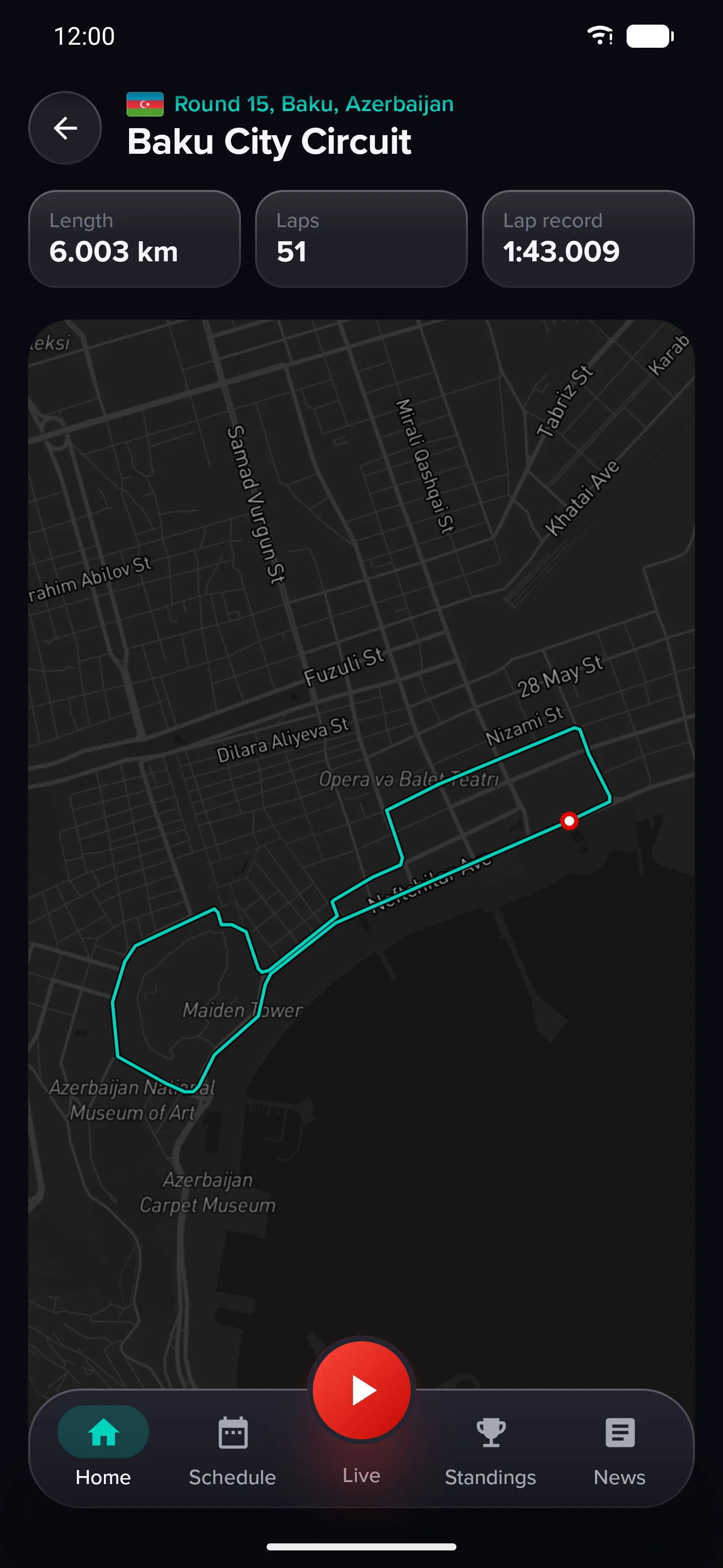 Pitwall circuit map screen