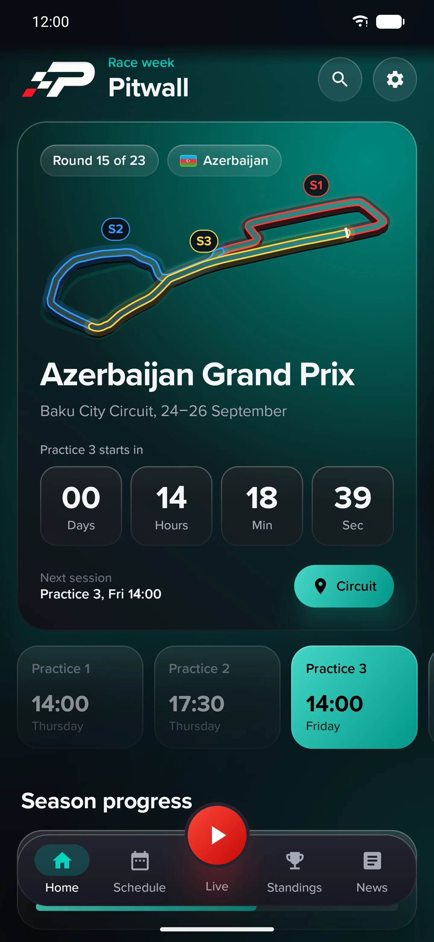 Pitwall race hub screen